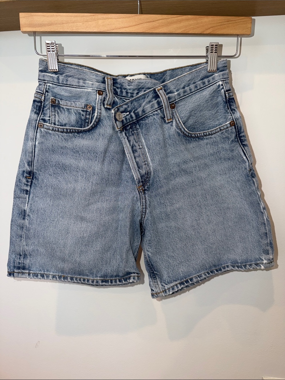 Agolde Light Blue High-Rise Jean Shorts